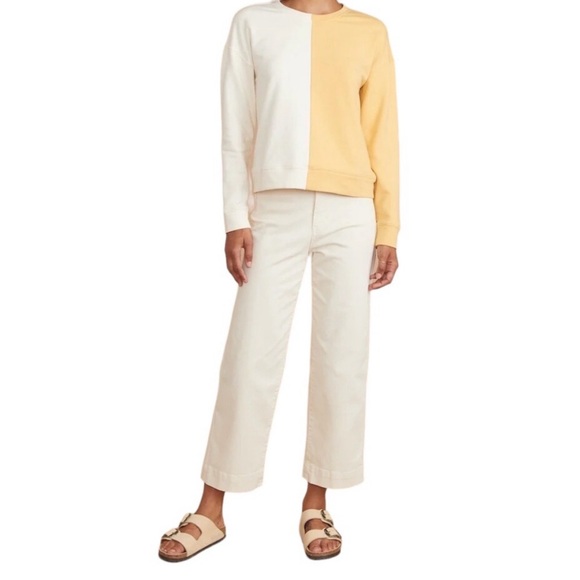 Marine Layer Cate colorblock sweatshirt yellow and off white size small - Picture 1 of 10